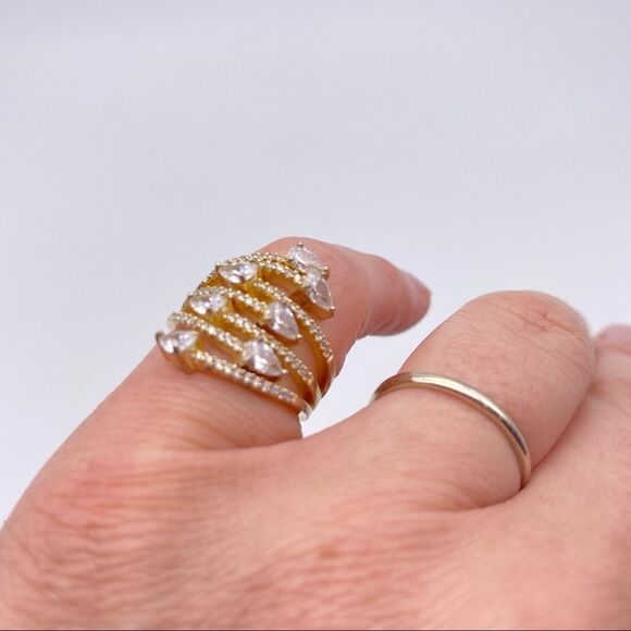 Stunning Sterling Silver Layered wrap Cocktail Ring Size 6 - Picture 3 of 7